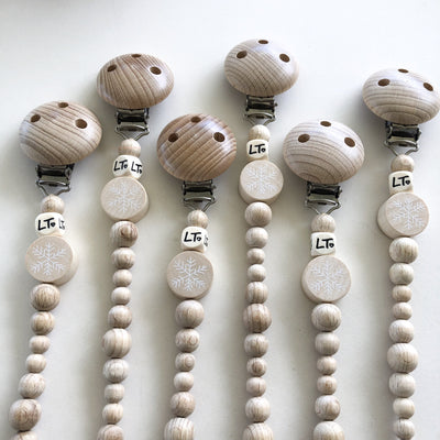 Wooden Baby Soother Chain| Raw Snowflake | Baby Dummy Chain  - lunastreasures