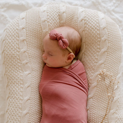 Mauve Pink Jersey Bow Headband For Baby Girl | Baby Girl Headband 