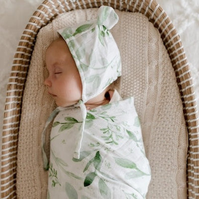 Evergreen Muslin Bonnet | Baby Girl Bonnet | Australia