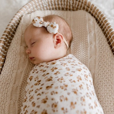 Desert Daisy Muslin Baby Bow Headband | Baby Present | Wholesale