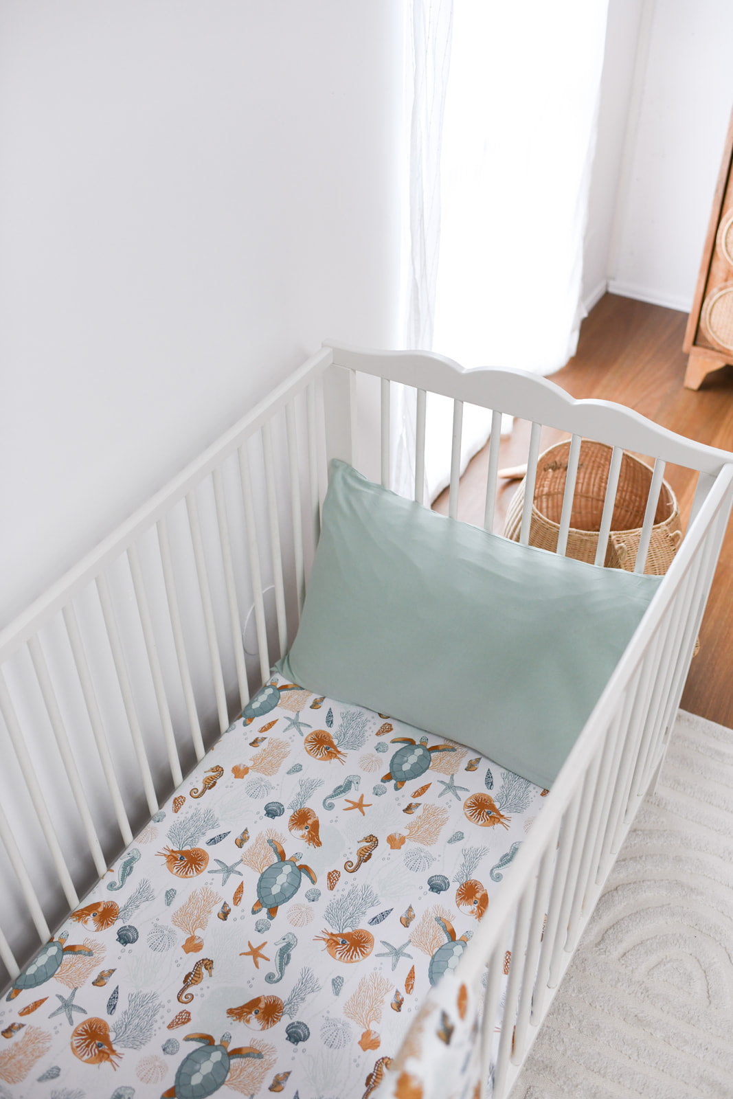 Nautilus Organic Cotton Jersey Cot Sheet For Newborns – Luna's