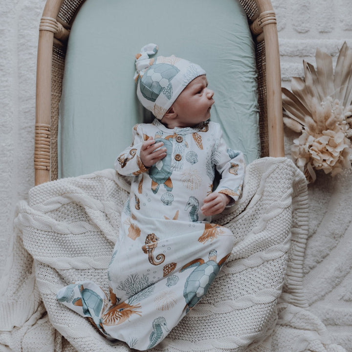 Nautilus Organic Cotton Knotted Baby Gown Baby Sleeping Gowns