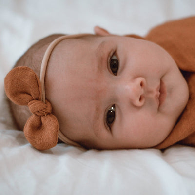 Desert Bronze Muslin Bow Headband online | Bow Headband For Baby Girl