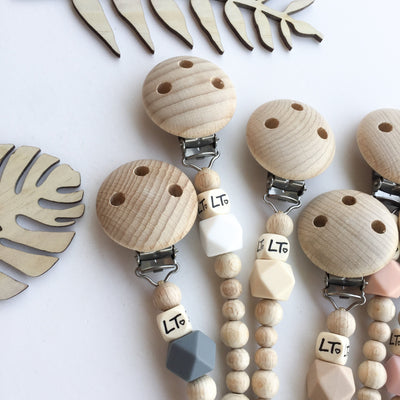 Raw Hex Wooden Baby Soother Chains | Dummy Chains