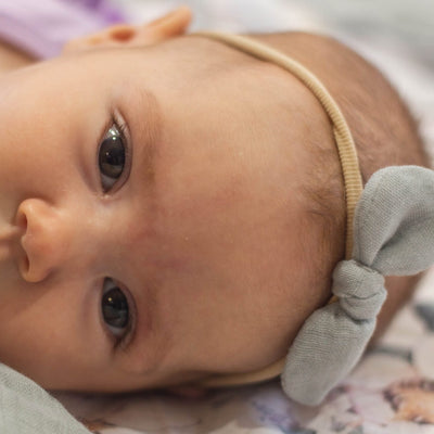 Soft Sage Muslin Bow Headband For Baby Girl | Baby Headband Australia