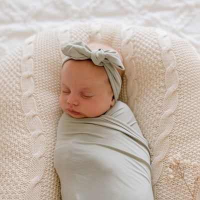 Soft Sage Jersey Baby Topknot Headband | Baby Girl Headband | Wholesale
