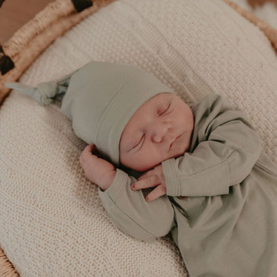 Soft Sage Knotted Beanie Newborn | Baby Beanie | Australia