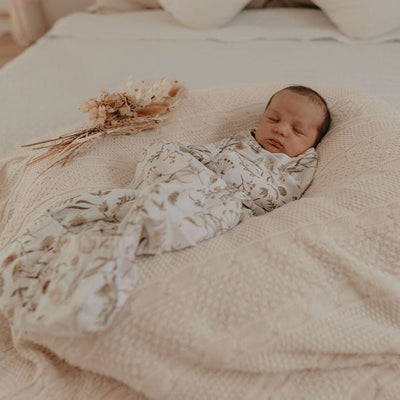 Wild Meadow (Neutral Petals) Elastic Baby Gown | Sleeping Gown Baby
